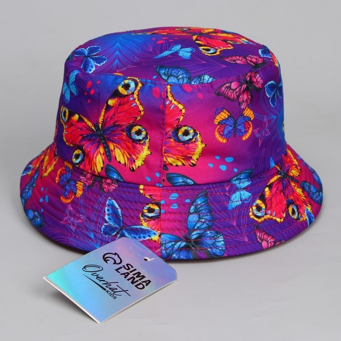 Панама детская для девочки «Бабочки», тёмная, р-р. 52-54 см Панама детская для девочки «Бабочки», тёмная, р-р. 52-54 см