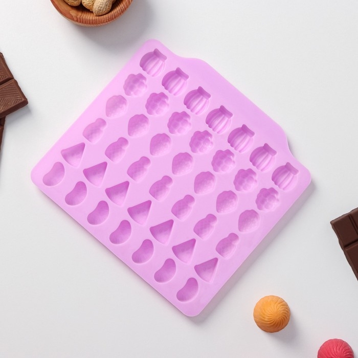 Форма для мармелада Доляна «Фруктовый бум», силикон, 18,5×17,5 см, 42 ячейки (2,2×2,2 см), цвет розовый Форма для мармелада Доляна «Фруктовый бум», силикон, 18,5×17,5 см, 42 ячейки (2,2×2,2 см), цвет розовый