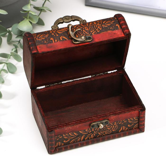 Шкатулка дерево сундучок с ручкой  Шкатулка дерево сундучок с ручкой "Пышная роза" 9,4х13,8х9,7 см