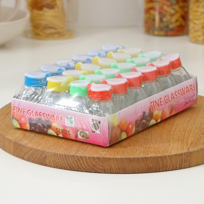 Набор стеклянных солонок Доляна «Грани», 30 мл, 3,5×7 см, 24 предмета, цвет МИКС Набор стеклянных солонок Доляна «Грани», 30 мл, 3,5×7 см, 24 предмета, цвет МИКС