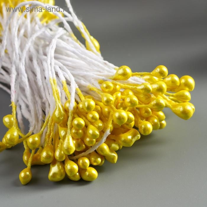 Тычинки для искусственных цветов "Капельки светло-жёлтые" (набор 130 шт) длина 6 см