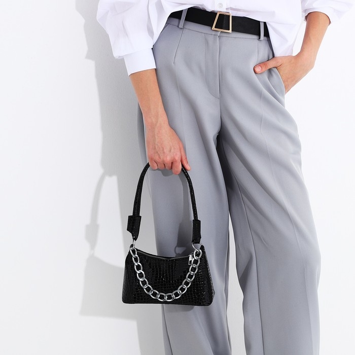 Сумка-багет на молнии, цвет чёрный Сумка-багет на молнии, цвет чёрный