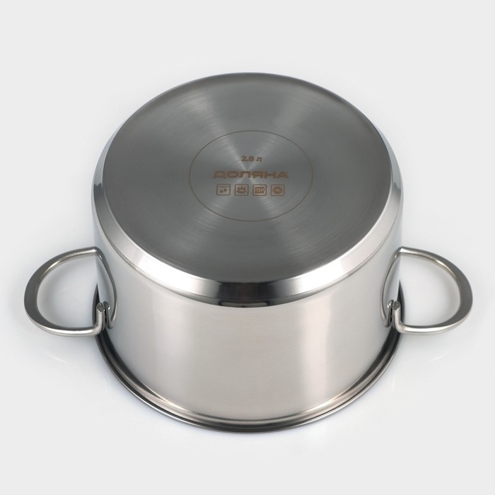 Кастрюля из нержавеющей стали «Грейт», 2,8 л, капсульное дно, индукция Кастрюля из нержавеющей стали «Грейт», 2,8 л, капсульное дно, индукция