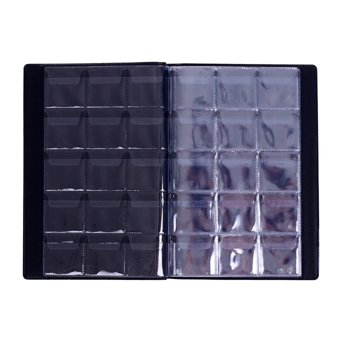 Альбом для монет 125 х 185 мм Calligrata, на 90 монет, ячейка 35 х 35 мм, 6 листов, обложка ПВХ, синий