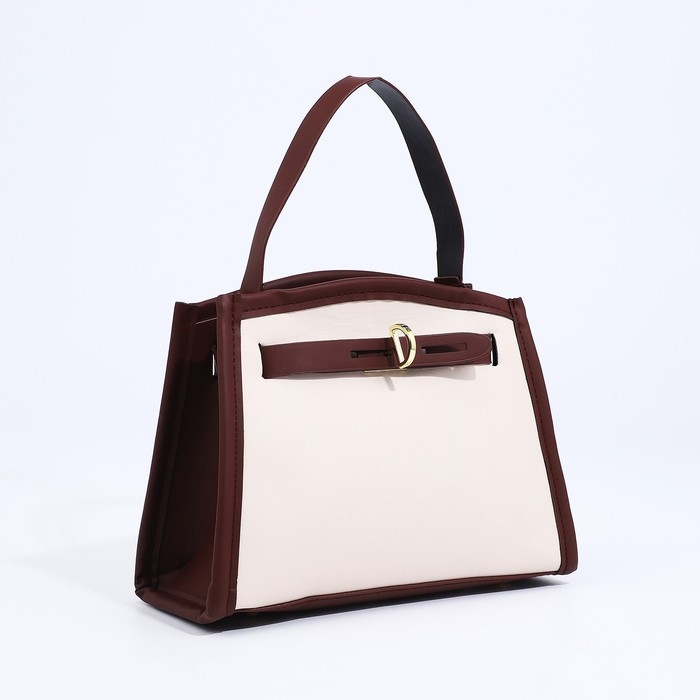 Сумка кросс-боди на молнии, цвет белый/коричневый Сумка кросс-боди на молнии, цвет белый/коричневый