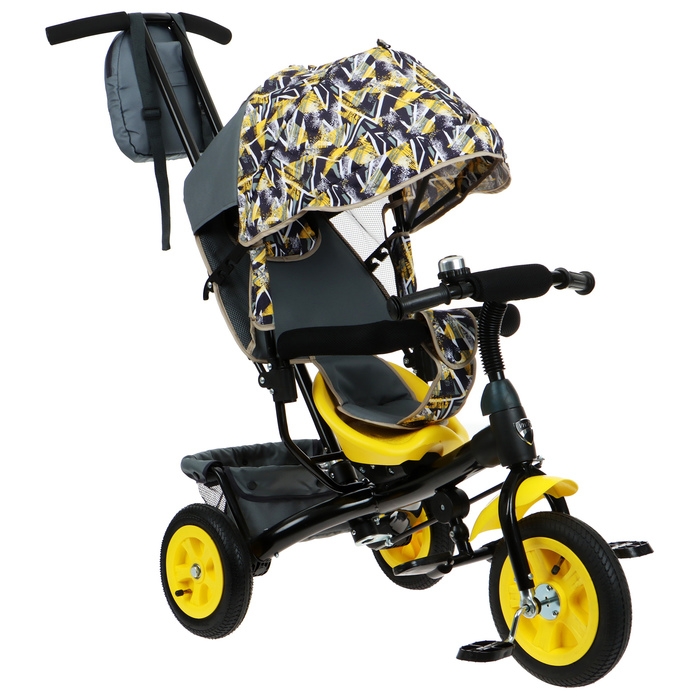 Велосипед трёхколёсный Vivat 1, принт абстракция чёрный/жёлтый Велосипед трёхколёсный Vivat 1, принт абстракция чёрный/жёлтый