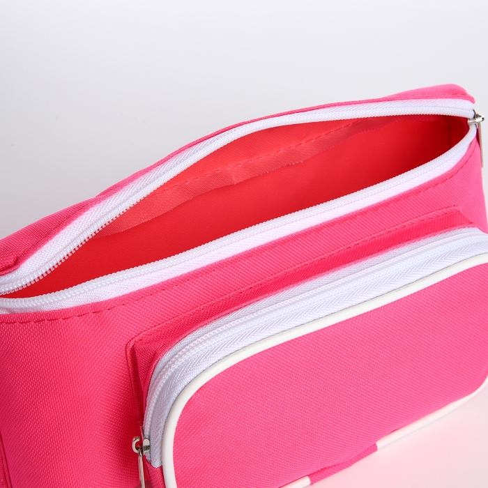 Поясная сумка на молнии, наружный карман, цвет розовый Поясная сумка на молнии, наружный карман, цвет розовый