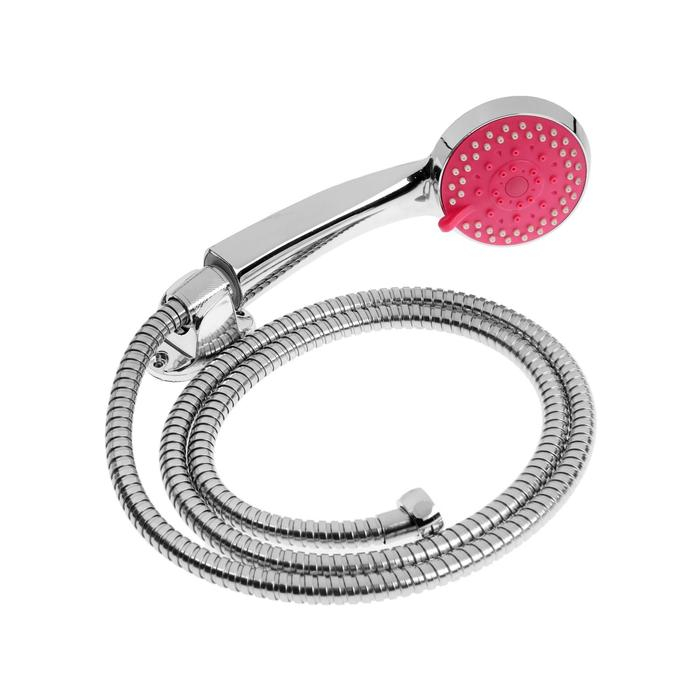 Набор для душа ZEIN Z0805, шланг 150 см, держатель, лейка 5 режимов, розовый/хром Набор для душа ZEIN Z0805, шланг 150 см, держатель, лейка 5 режимов, розовый/хром
