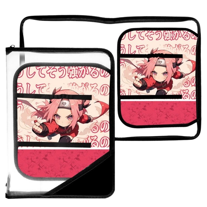 Папка для труда А4, 325 х 230 х 25 мм, молния вокруг, откидная планка, пластиковая, ПТР-1, Calligrata  Папка для труда А4, 325 х 230 х 25 мм, молния вокруг, откидная планка, пластиковая, ПТР-1, Calligrata "Аниме сакура"