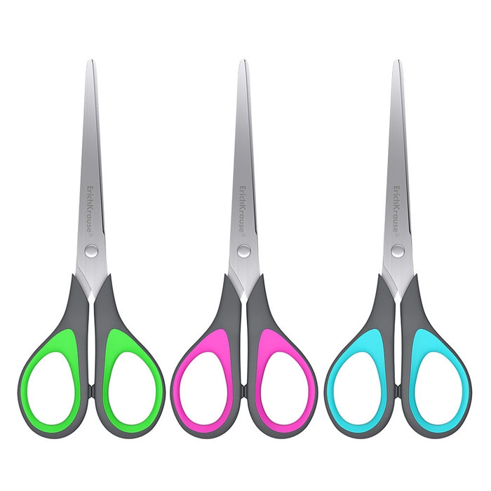 Ножницы ErichKrause Standard +, 19 см, лезвия из нержавеющей стали, антискользящие резиновые вставки, ударопрочный пластик, МИКС Ножницы ErichKrause Standard +, 19 см, лезвия из нержавеющей стали, антискользящие резиновые вставки, ударопрочный пластик, МИКС