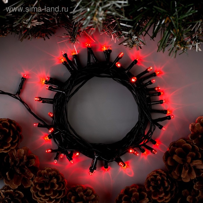 Гирлянда «Нить» 5 м, IP20, тёмная нить, 50 LED, свечение красное, 8 режимов, 220 В Гирлянда «Нить» 5 м, IP20, тёмная нить, 50 LED, свечение красное, 8 режимов, 220 В