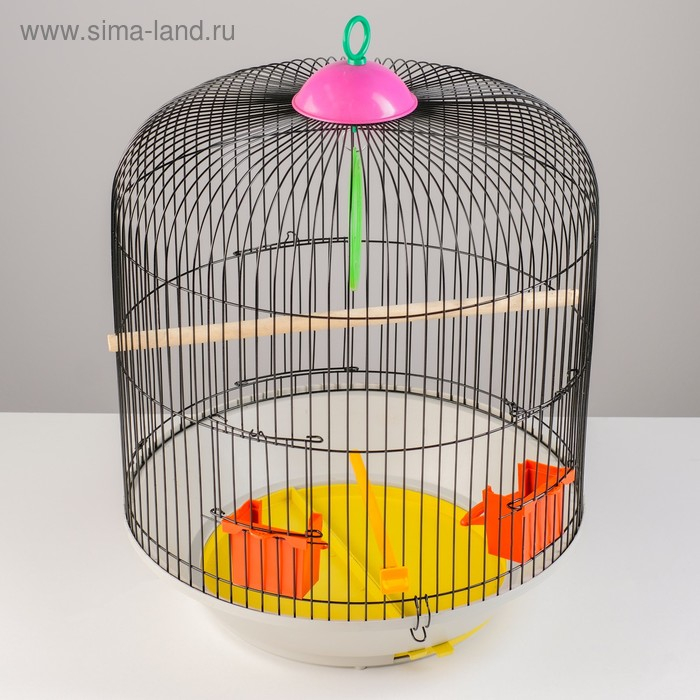 Клетка для птиц круглая, двухъярусная сварная, большой поддон, 39 x 44 см, микс цветов Клетка для птиц круглая, двухъярусная сварная, большой поддон, 39 x 44 см, микс цветов
