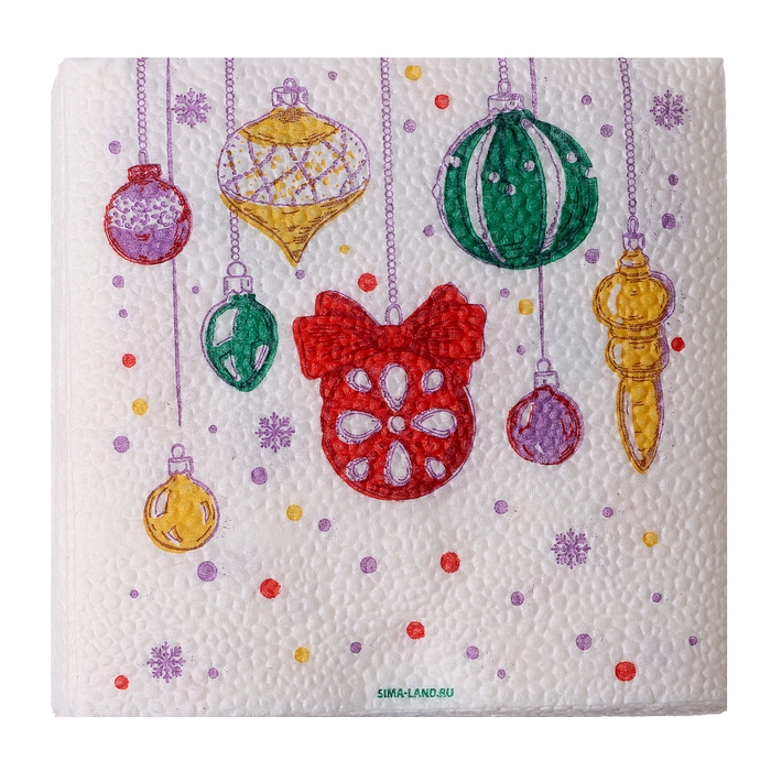Салфетки новогодние бумажные &laquo;С Новым годом: шары&raquo;, однослойные, 24х24 см, 20 шт.