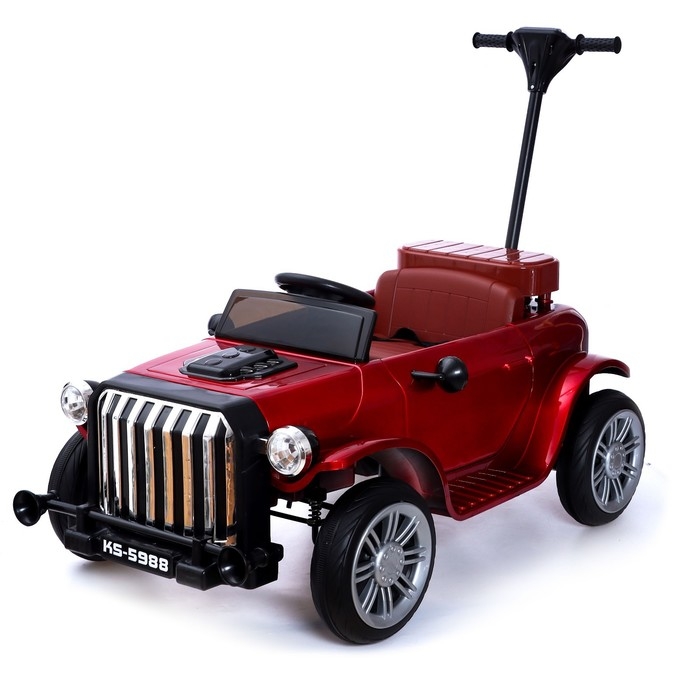 Электромобиль «Ретро», с подставкой для родителя, цвет красный глянец Электромобиль «Ретро», с подставкой для родителя, цвет красный глянец