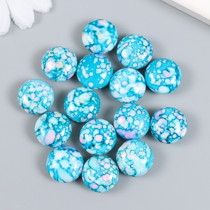 Бусины для творчества пластик Бусины для творчества пластик "Мраморные. Голубой" набор 15 шт 1,7х1,7х1 см