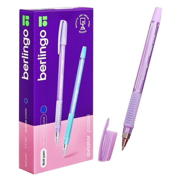 Ручка шариковая Berlingo  Ручка шариковая Berlingo "Aviator Pastel" синяя, 0,7мм, грип, корпус микс