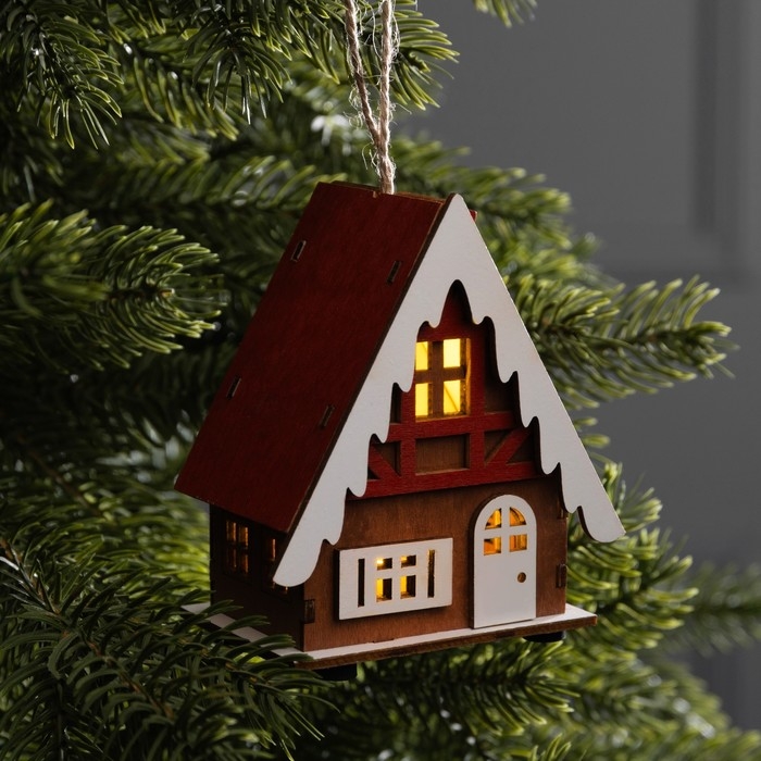 Подвеска световая Подвеска световая "Зимний домик", 9х5.5х10 см, 1 LED, AG10x3 (в компл.), свечение тёплое белое