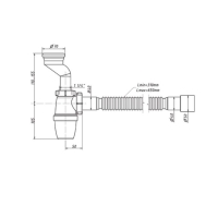 Сифон для писсуара ORIO Р-31009, 1 1/4" х 40 мм, с манжетой d=40/46 мм, с гофрой 40х40/50 мм