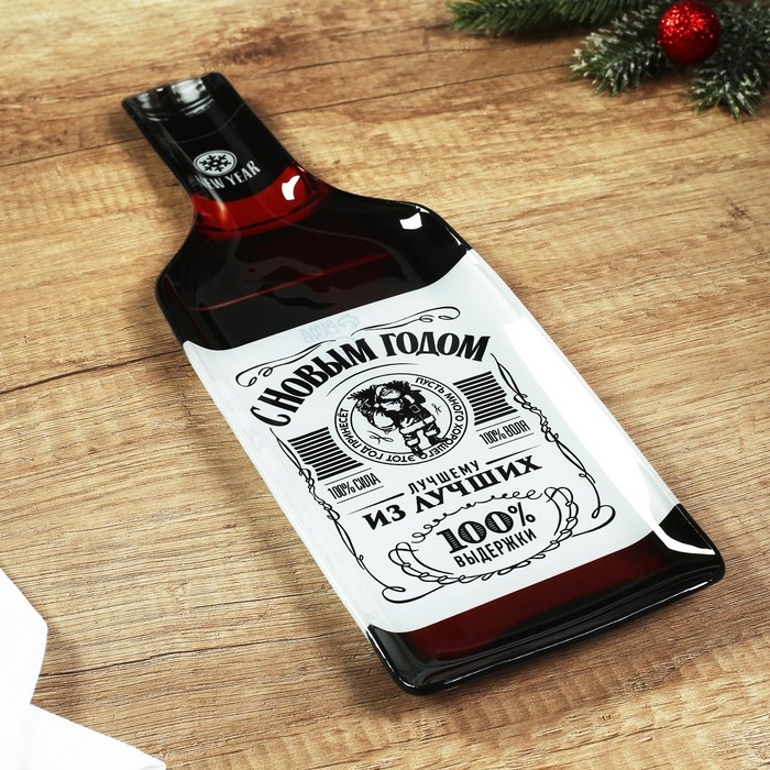 Новый год. Тарелка в форме бутылки «С новым годом», 12 х 35 см Новый год. Тарелка в форме бутылки «С новым годом», 12 х 35 см