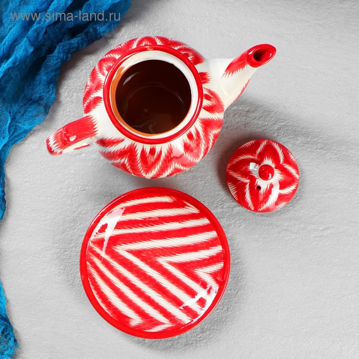 Набор чайный Риштанская керамика Набор чайный Риштанская керамика "Атлас", 9 предметов (чайник-0,8л,пиалы-0,5/0,3л)