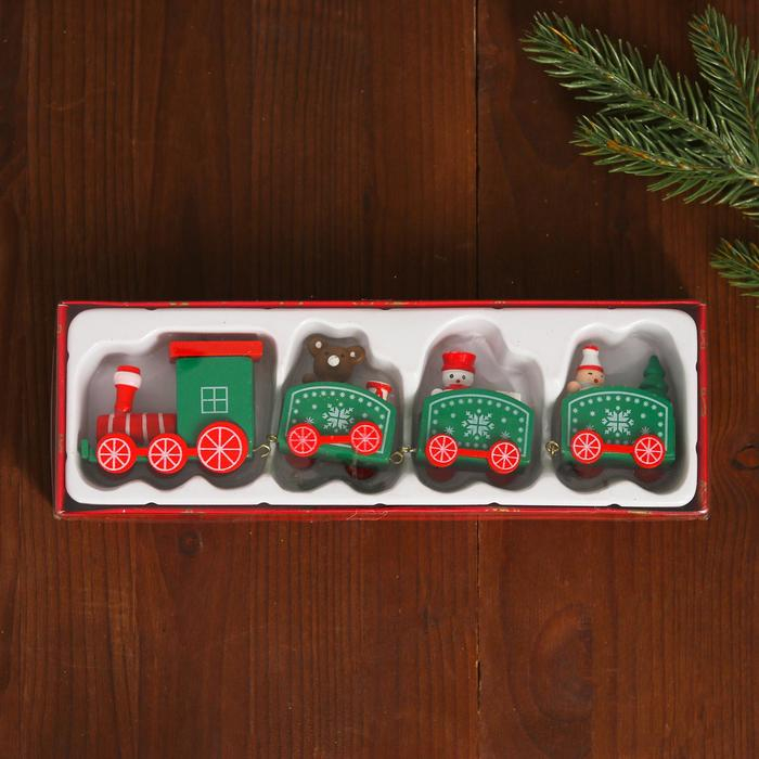 Сувенир &laquo;Новогодний поезд&raquo;, 19 см, цвет зелёный