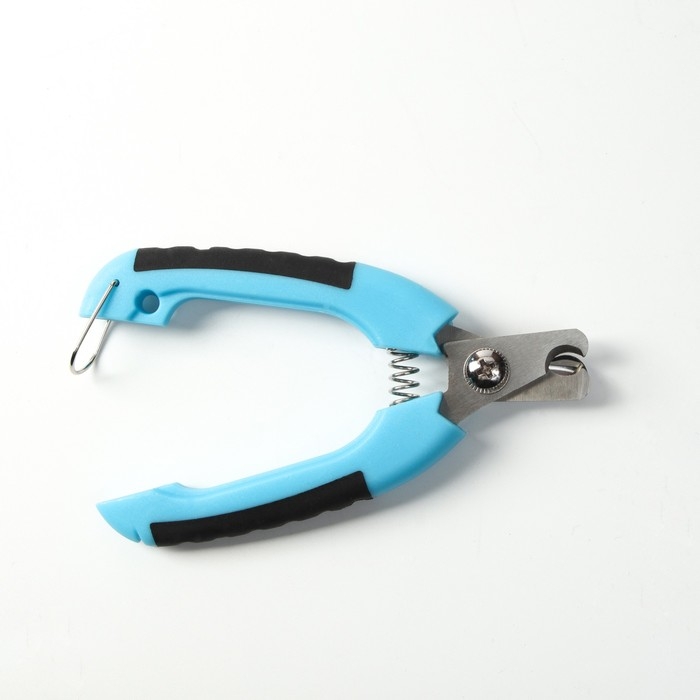 Когтерез боковой малый с закругленными резиновыми ручками,отверстие 8 мм,чёрный с голубым Когтерез боковой малый с закругленными резиновыми ручками,отверстие 8 мм,чёрный с голубым