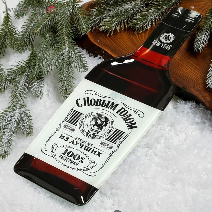 Новый год. Тарелка в форме бутылки «С новым годом», 12 х 35 см Новый год. Тарелка в форме бутылки «С новым годом», 12 х 35 см