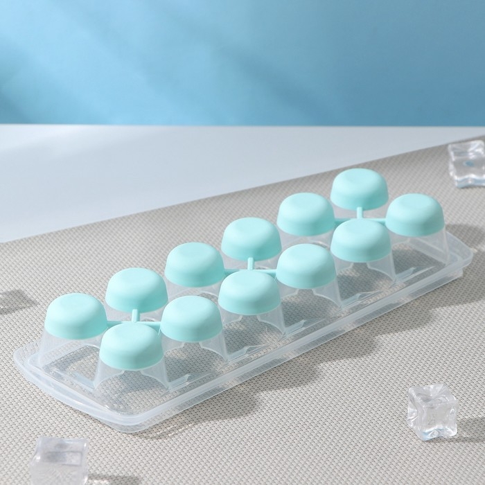 Форма для льда с крышкой и клапаном «Капля», 25×8,5×4 см, цвет аквамарин Форма для льда с крышкой и клапаном «Капля», 25×8,5×4 см, цвет аквамарин
