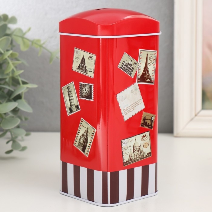 Копилка металл Копилка металл "Почтовые марки" МИКС 16х7х7 см