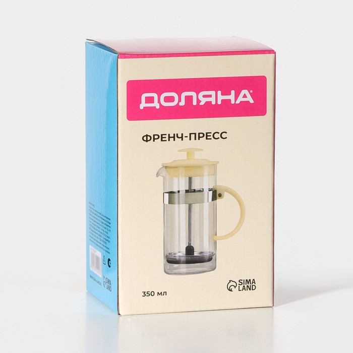 Чайник заварочный френч - пресс Доляна «Гарсон», 350 мл, стекло, цвет молочный Чайник заварочный френч - пресс Доляна «Гарсон», 350 мл, стекло, цвет молочный