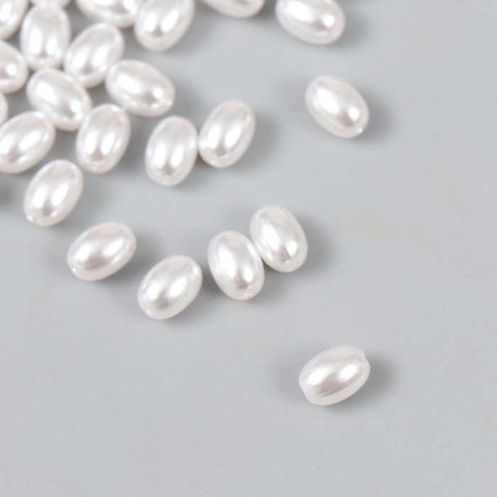 Бусины для творчества пластик Бусины для творчества пластик "Неровный жемчуг овальный" набор 40 шт 0,7х0,5 см