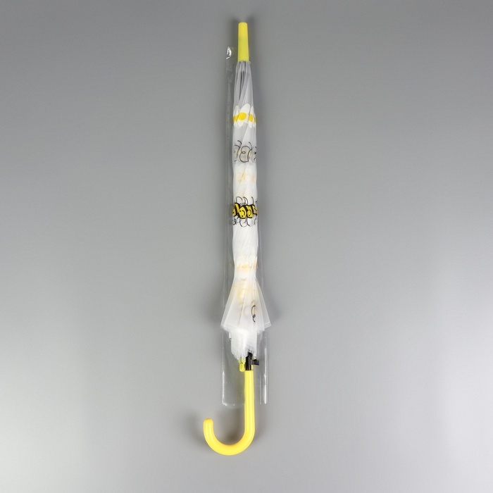 Зонт - трость полуавтоматический «Пчёлки», 8 спиц, R = 45/54 см, D = 108 см, цвет прозрачный/белый/жёлтый Зонт - трость полуавтоматический «Пчёлки», 8 спиц, R = 45/54 см, D = 108 см, цвет прозрачный/белый/жёлтый