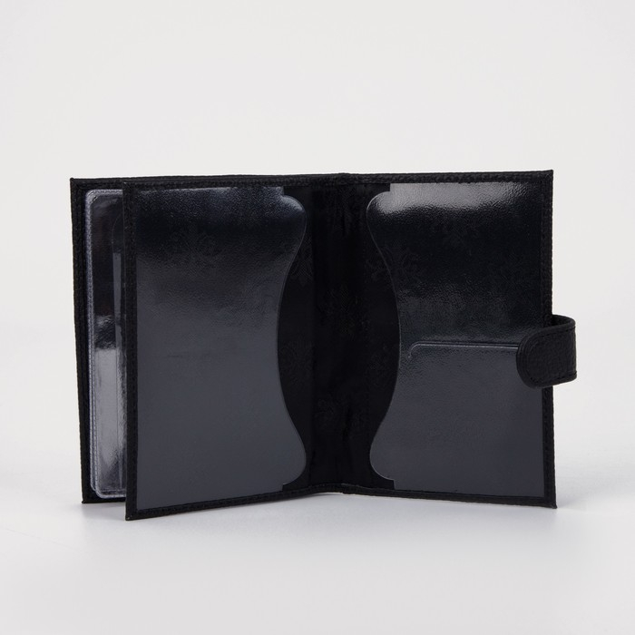 Обложка для автодокументов и паспорта, хлястик/флотер, цвет чёрный Обложка для автодокументов и паспорта, хлястик/флотер, цвет чёрный