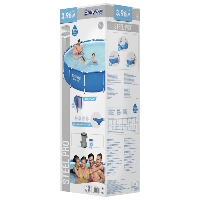 Бассейн каркасный Steel Pro 396 х 84 см, с фильтр-насосом 220V, 2006 л/ч, 5612Е Bestway Бассейн каркасный Steel Pro 396 х 84 см, с фильтр-насосом 220V, 2006 л/ч, 5612Е Bestway