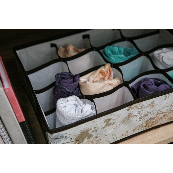 Органайзер для хранения белья Доляна «Астра», 16 ячеек, 36×28×12 см, цвет МИКС Органайзер для хранения белья Доляна «Астра», 16 ячеек, 36×28×12 см, цвет МИКС