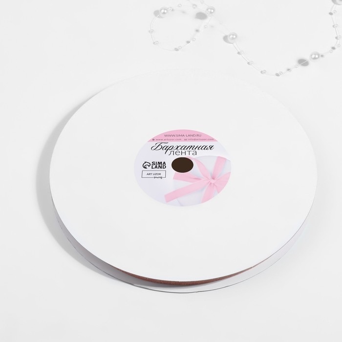 Лента бархатная, с золотым люрексом, 10 мм, 18 ± 1 м, цвет розовый №02 Лента бархатная, с золотым люрексом, 10 мм, 18 ± 1 м, цвет розовый №02