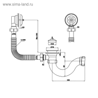 Сифон для ванны "АНИ Пласт" E150, с выпуском и переливом 1 1/2"