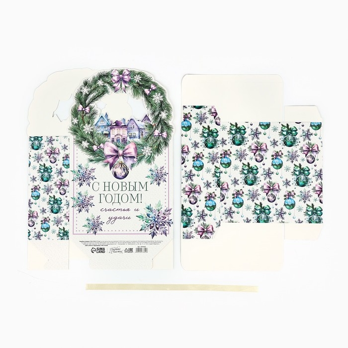 Коробка новогодняя складная «Новогодний венок» 18.4 х 30.4 х 7.3 см, Новый год Коробка новогодняя складная «Новогодний венок» 18.4 х 30.4 х 7.3 см, Новый год