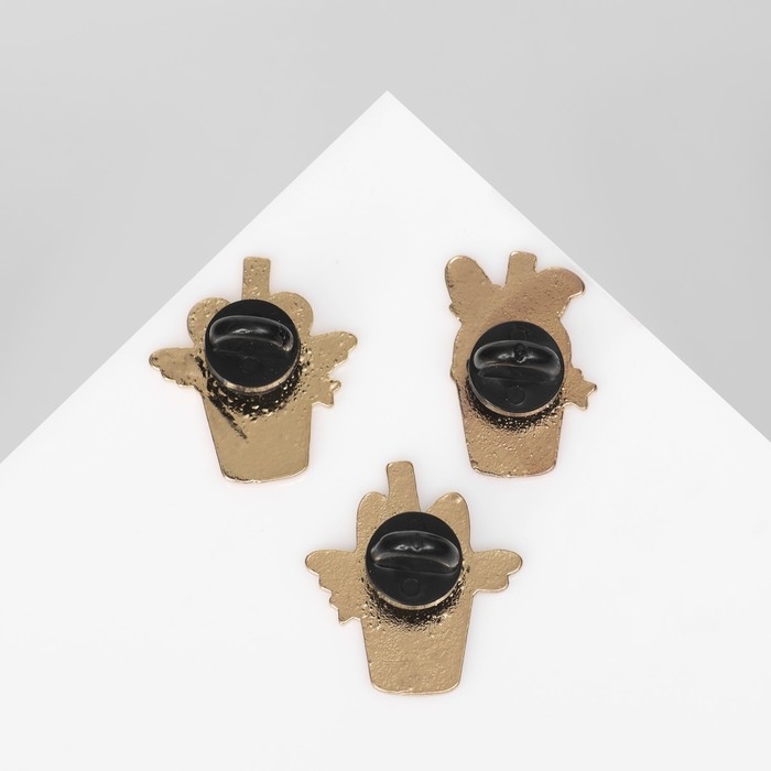 Набор значков (3 шт.) «Стаканчики» зверята, цветные в золоте Набор значков (3 шт.) «Стаканчики» зверята, цветные в золоте