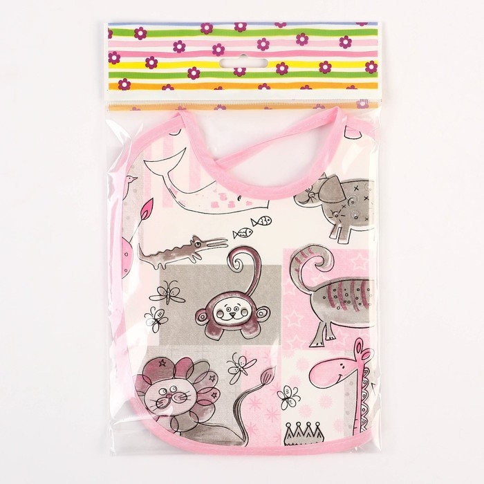 Нагрудник из нетканого полотна с ПВХ покрытием «Мультики», цвет розовый, р-р. 20х22см Нагрудник из нетканого полотна с ПВХ покрытием «Мультики», цвет розовый, р-р. 20х22см