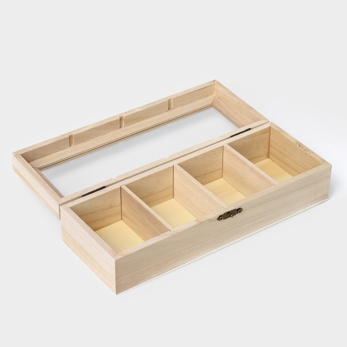 Ящик для хранения чайных пакетиков Доляна «Ахмадабад», 4 ячейки, 25×9,5×6,5 см Ящик для хранения чайных пакетиков Доляна «Ахмадабад», 4 ячейки, 25×9,5×6,5 см