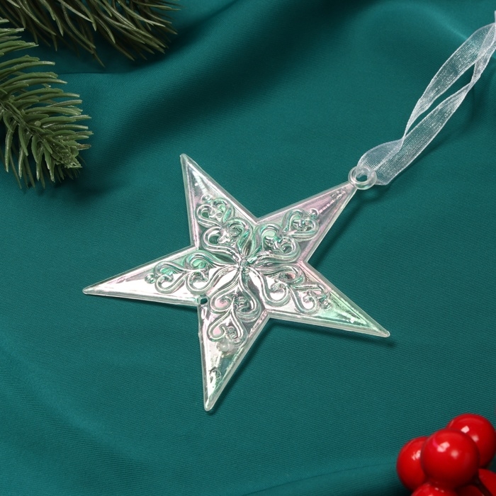 Украшение ёлочное Украшение ёлочное "Звезда кружевная" 9х9 см, прозрачный перелив