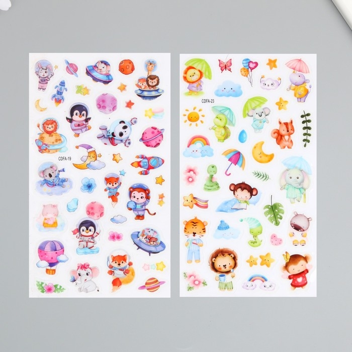 Наклейка пластик Наклейка пластик "Милые зверушки" МИКС 10х21,5 см