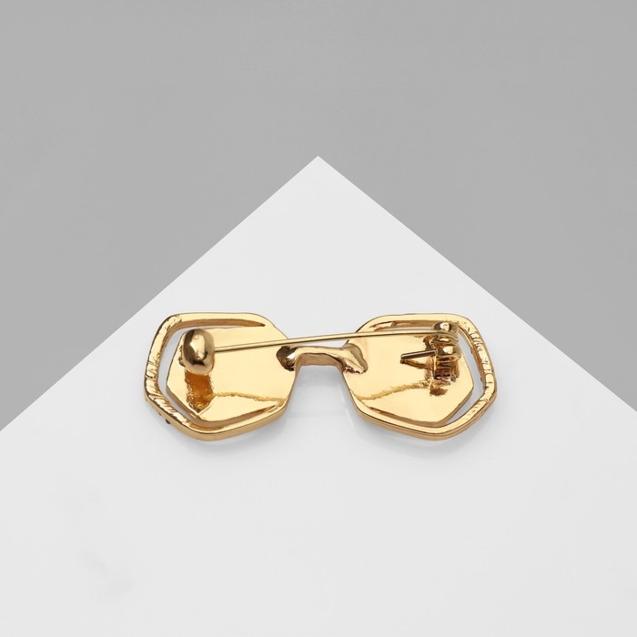 Брошь «Очки» гламур, цвет белый в золоте Брошь «Очки» гламур, цвет белый в золоте