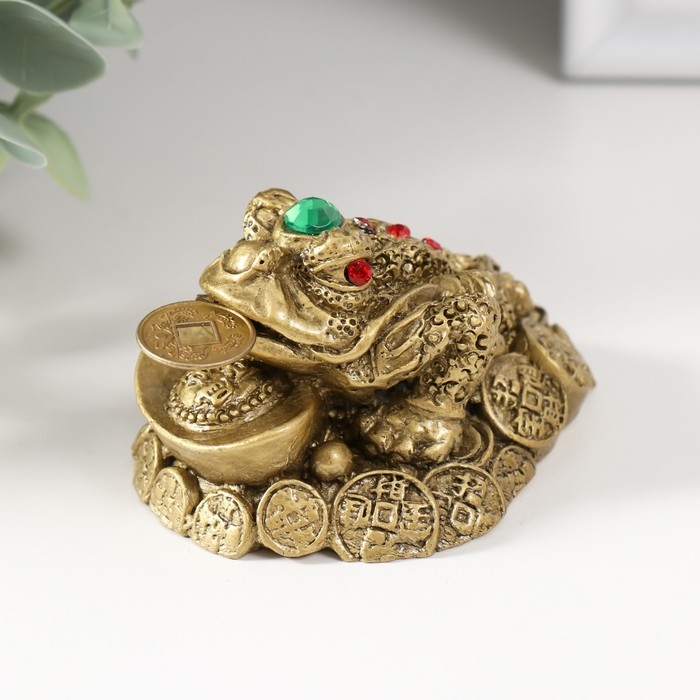 Нэцкэ бронза Нэцкэ бронза "Жаба на монетах с чашей" 7 х 6 х 5 см