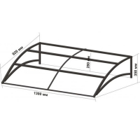 Козырек Навесной 130 х 92 х 35 см, основание труба квадратная 20 х 20 х 0,7 мм