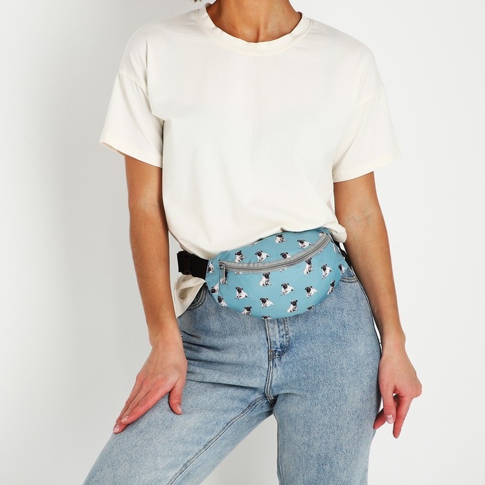 Поясная сумка на молнии, цвет голубой