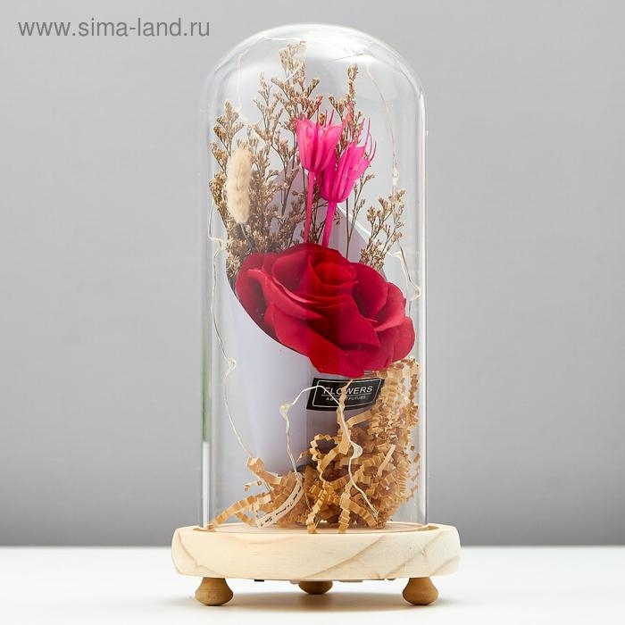 Ночник Ночник "Колба с розой в букете" LED 3ААА МИКС 23х11х11 см RISALUX