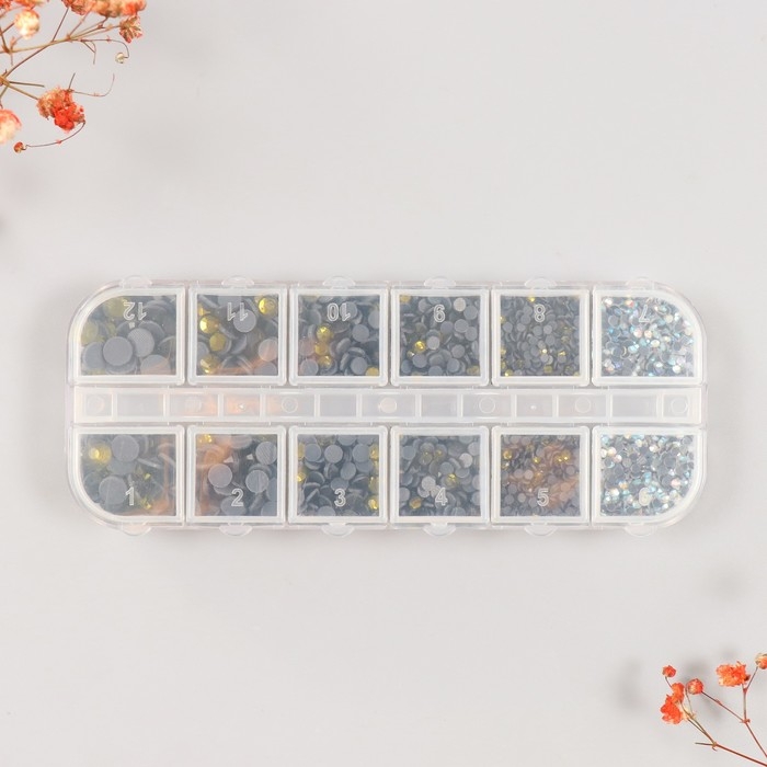 Декор для творчества стекло Декор для творчества стекло "Стразы усечённый конус. Оливковый" d=2-6,5 мм н-р 2600 шт