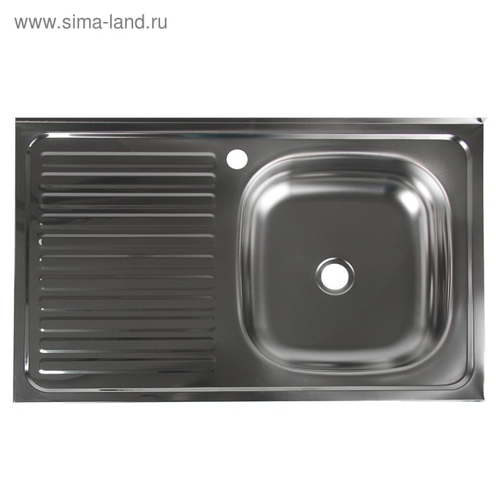 Мойка кухонная  Мойка кухонная "Владикс", накладная, без сифона, 80х50 см, правая, нержавеющая сталь 0.4 мм